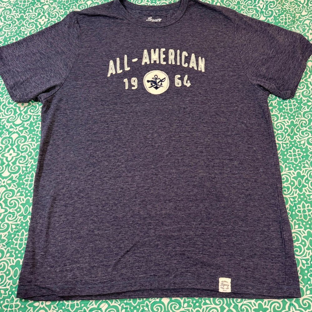 Legacy All-American 1964 Graphic T-Shirt Mens XL Heather Navy Blue Short Sleeve